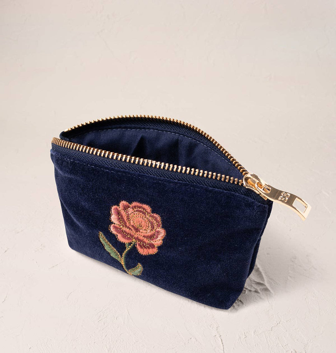 Elizabeth Scarlett Navy Rose Coin Purse