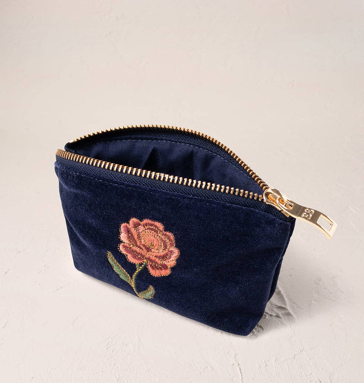 Elizabeth Scarlett Navy Rose Coin Purse
