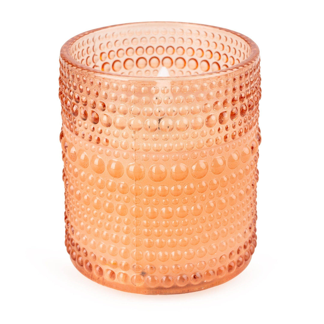 Terracotta LED Candle Embossed Glass