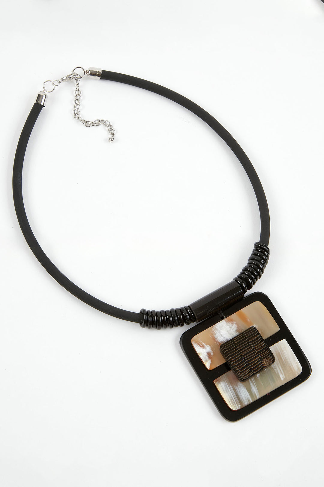 Dante NL30478 Black Square Tribal Necklace - Experience Boutique