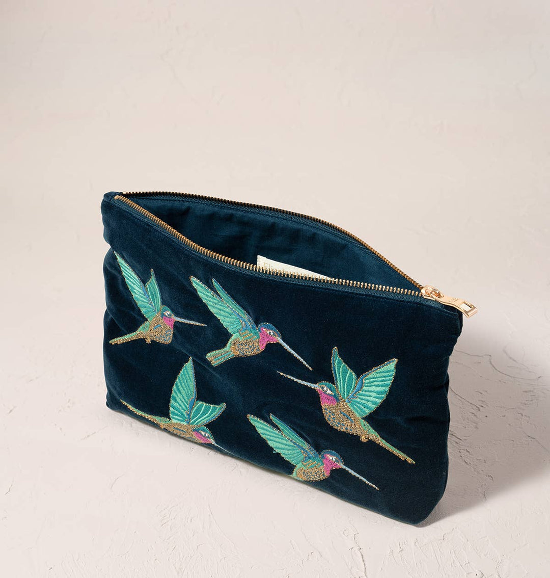 Hummingbird Everyday Pouch Ink Blue Velvet