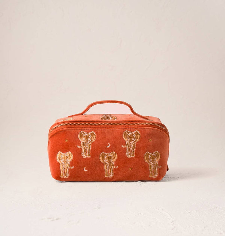 Elizabeth Scarlett Golden Elephants Open Flat Makeup Bag