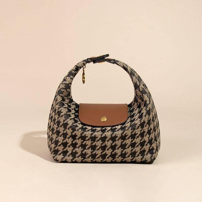 Brown Dogtooth Mini Tote Bag