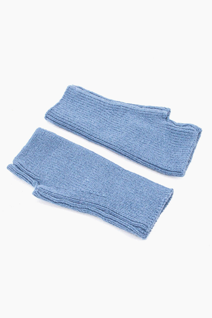 Denim Blue Knitted Wrist Warmers