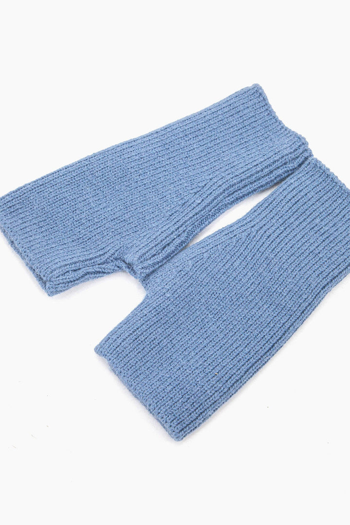 Denim Blue Knitted Wrist Warmers