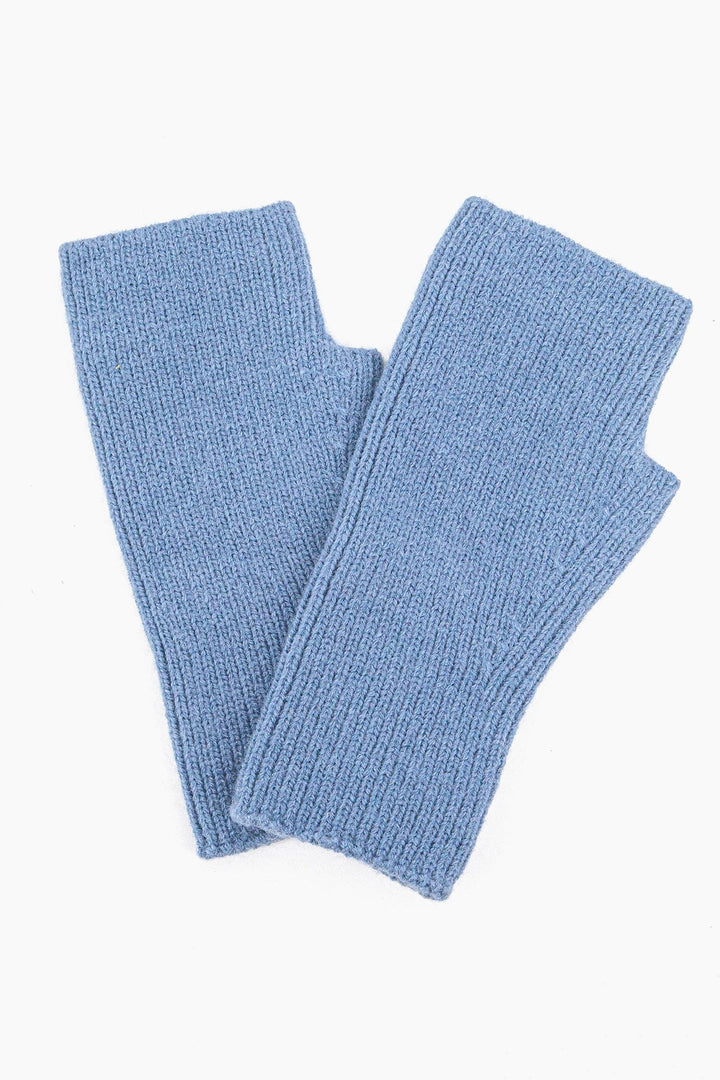 Denim Blue Knitted Wrist Warmers