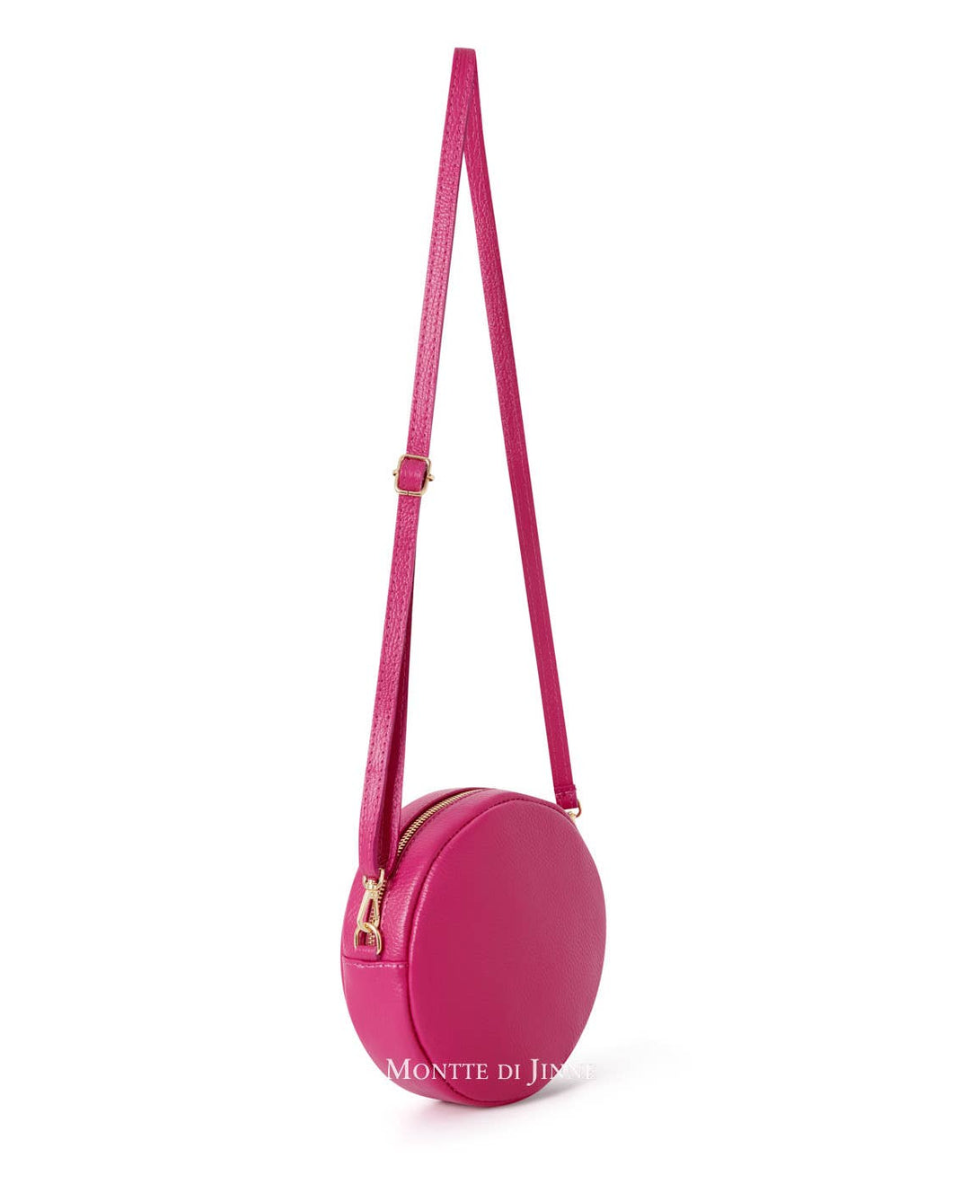 Fuchsia Pink Handmade Leather Circle Bag