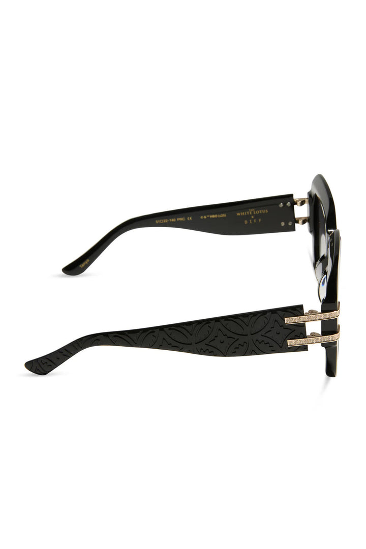 Diff The White Lotus Tanya McQuoid Black Scratch-Resistant Sunglasses