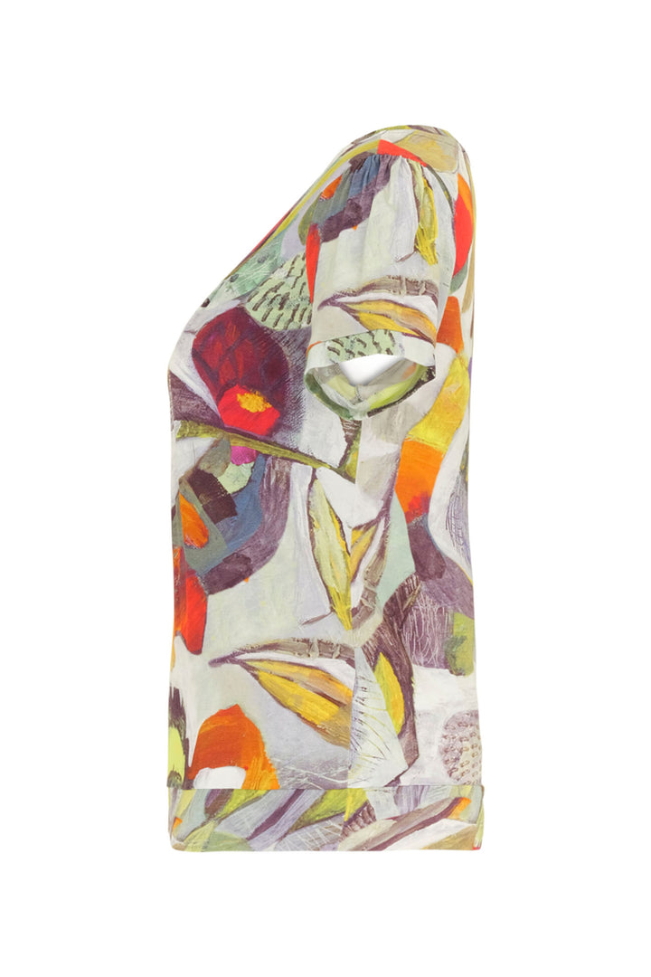 Dolcezza 24692 White Botanica Print Top - Experience Boutique