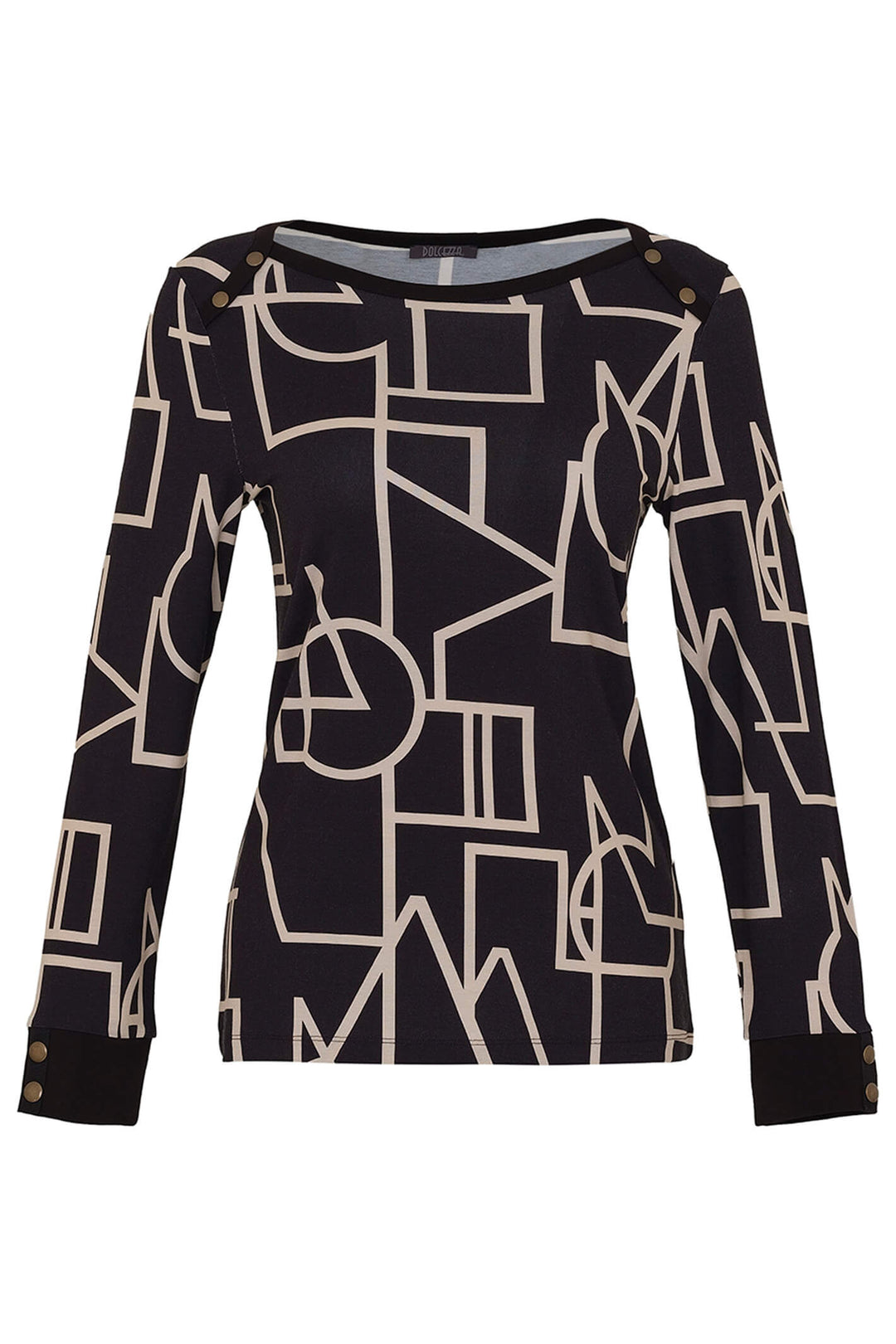 Dolcezza 73101 Black Upbeat Print Long Sleeve Top - Experience Boutique