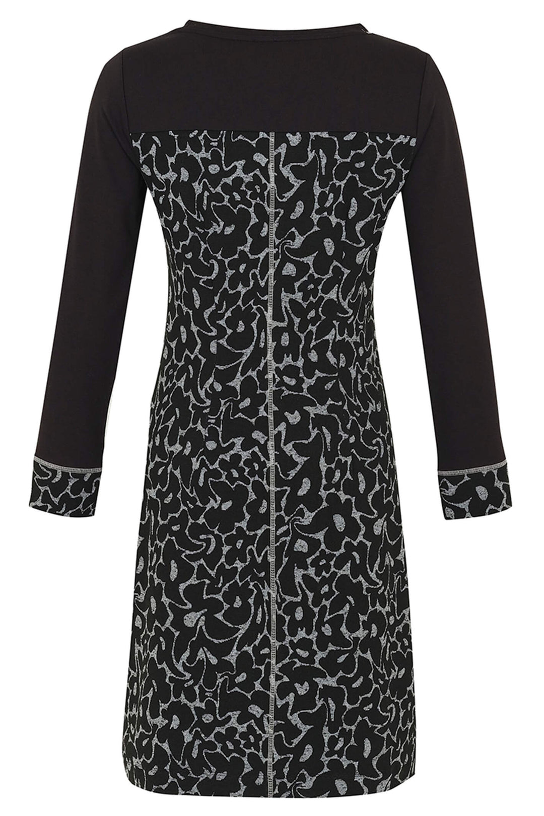 Dolcezza 73153 Black Flower Jacquard Long Sleeve Dress - Experience Boutique