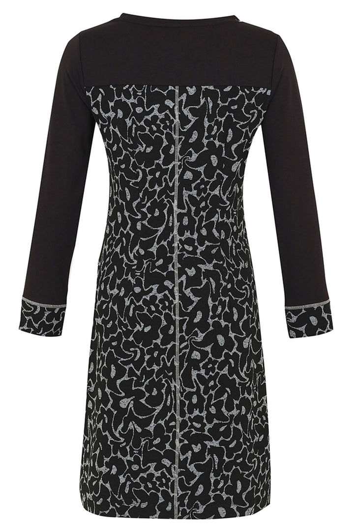 Dolcezza 73153 Black Flower Jacquard Long Sleeve Dress - Experience Boutique