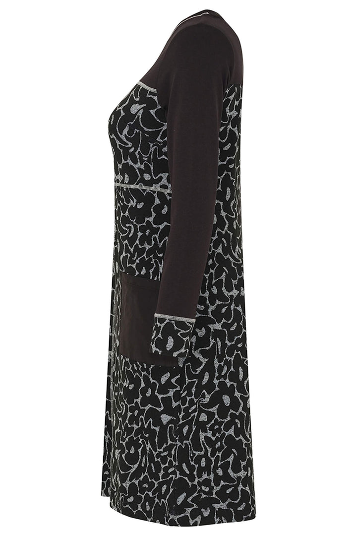 Dolcezza 73153 Black Flower Jacquard Long Sleeve Dress - Experience Boutique