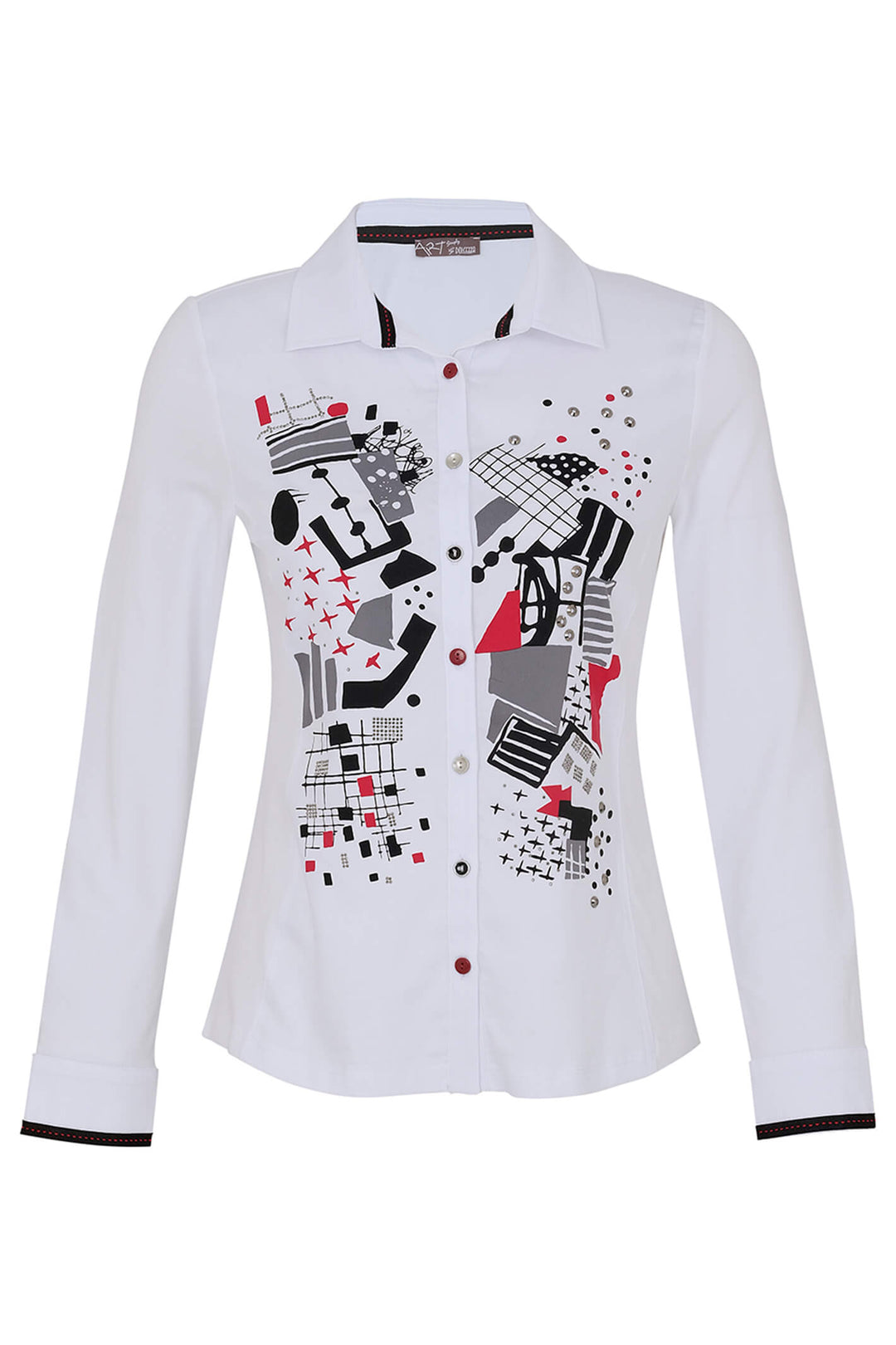 Dolcezza 73605 White Natalie Green Print Shirt - Experience Boutique