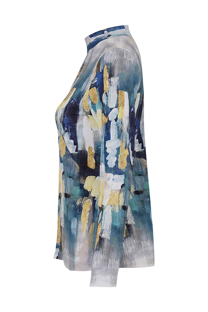 Dolcezza 73622 Blue Blue Angel Movano Rivas Print Long Sleeve Top - Experience Boutique