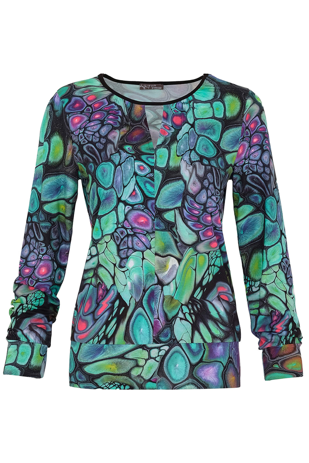 Dolcezza 73662 Green Maria Brookes Print Long Sleeve Top - Experience Boutique