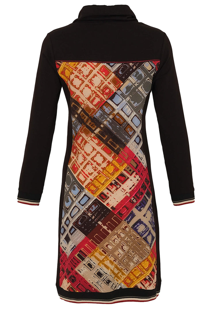 Dolcezza 73706 Red Marcus Akerman Print Drawstring Neck Dress - Experience Boutique