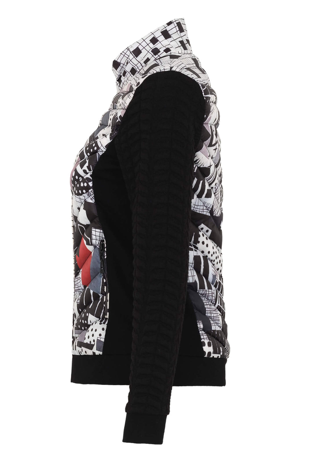 Dolcezza 73826 Black Natalie Green Print Padded Jacket - Experience Boutique