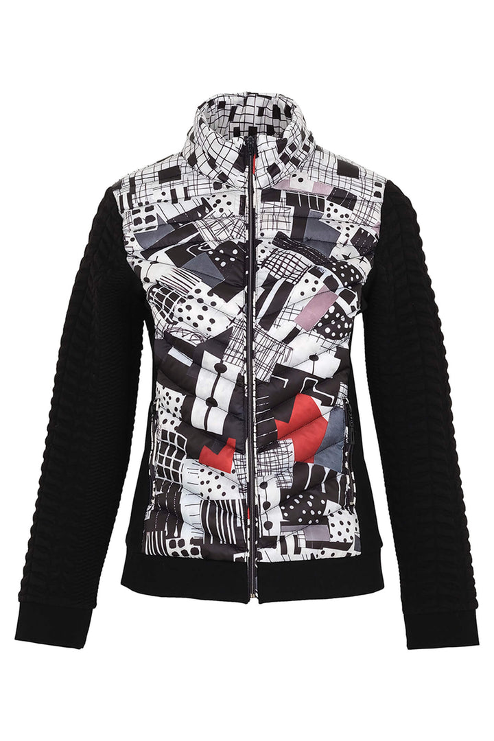 Dolcezza 73826 Black Natalie Green Print Padded Jacket - Experience Boutique