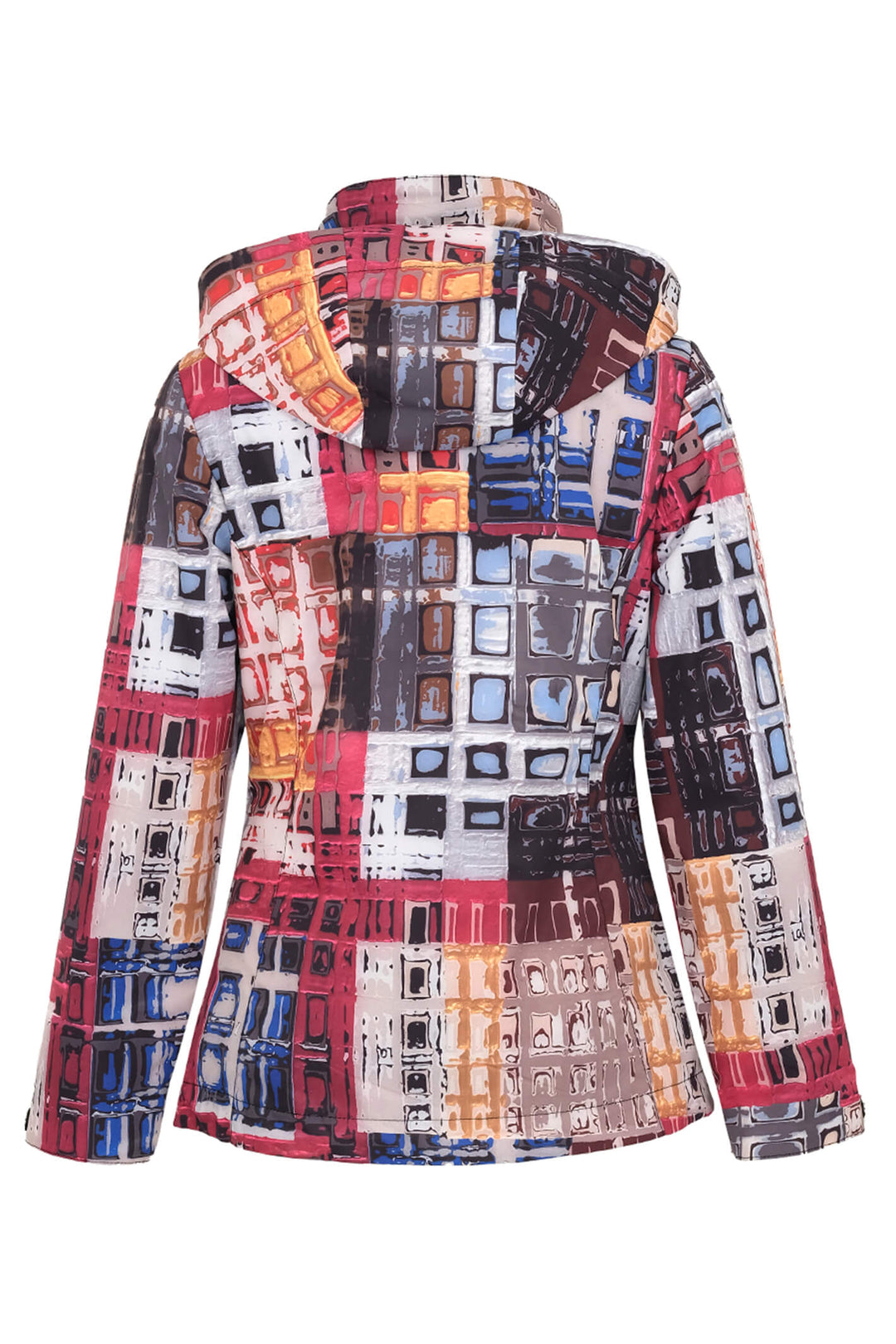 Dolcezza 73852 Red Marcus Akerman Print Hooded Coat - Experience Boutique
