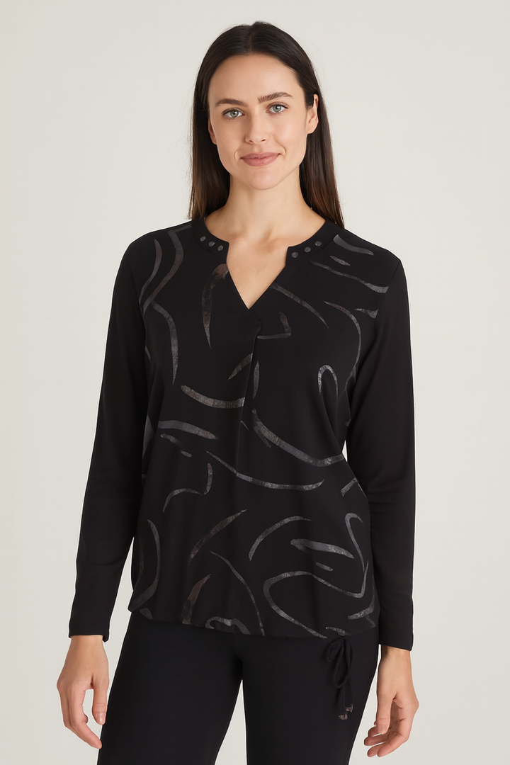 Dolcezza 75120 Black Dancing In The Dark Print Top