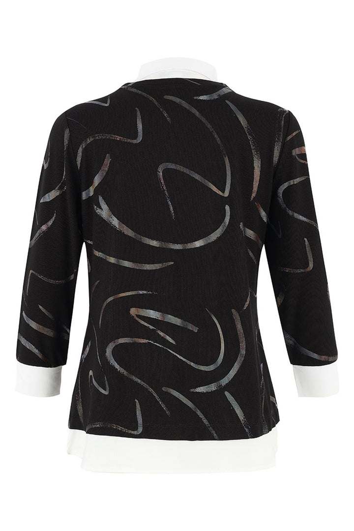 Black patterned sweater on a mannequin against a white background