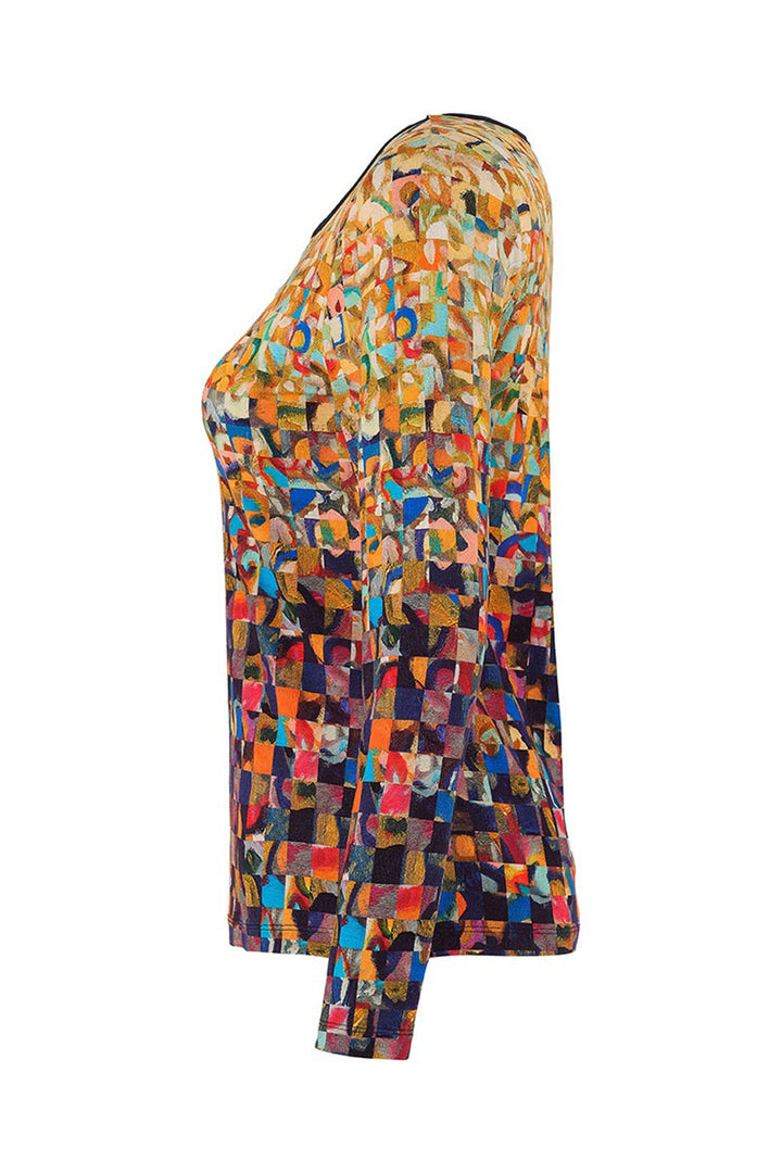 Dolcezza 75610 Jennifer Lommers Gold Rubble Print Top