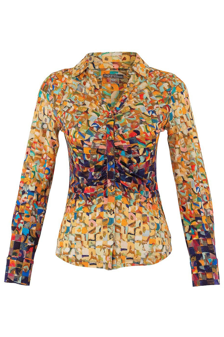 Colorful patterned shirt on a white background
