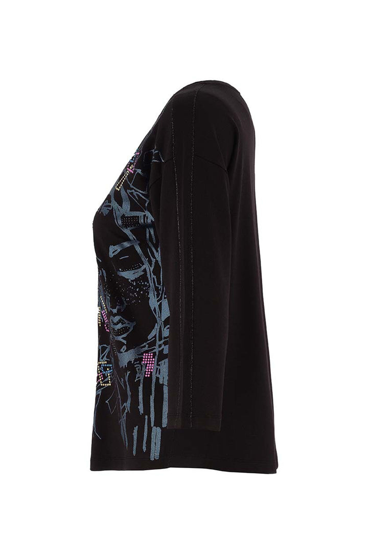 Black abaya with colorful embroidery on a white background