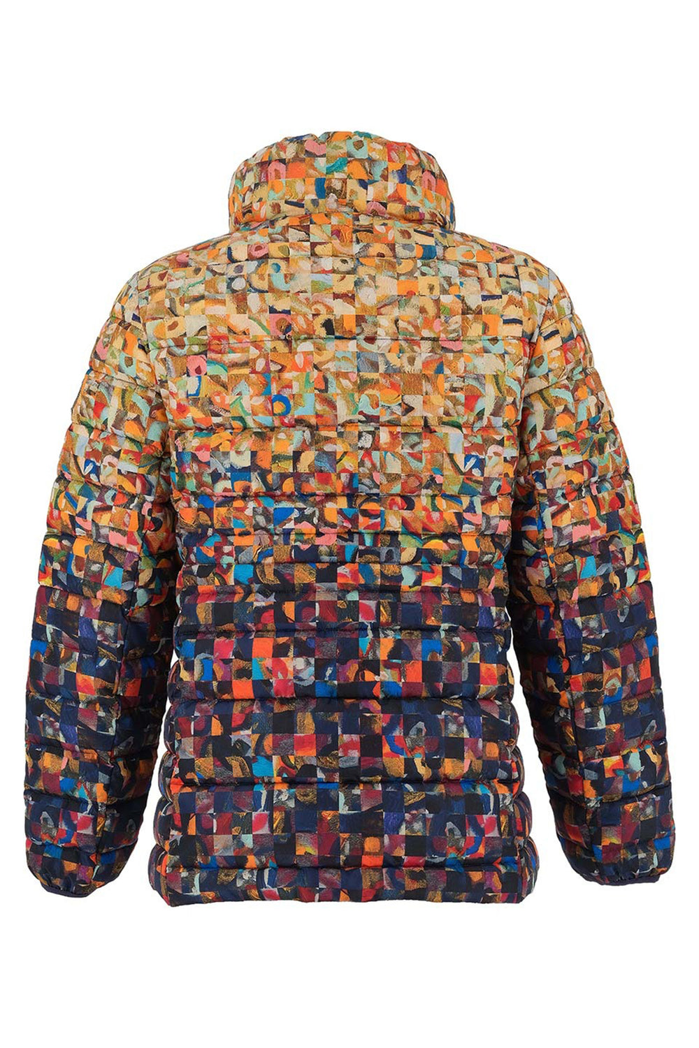 Multicolored quilted jacket on a white background