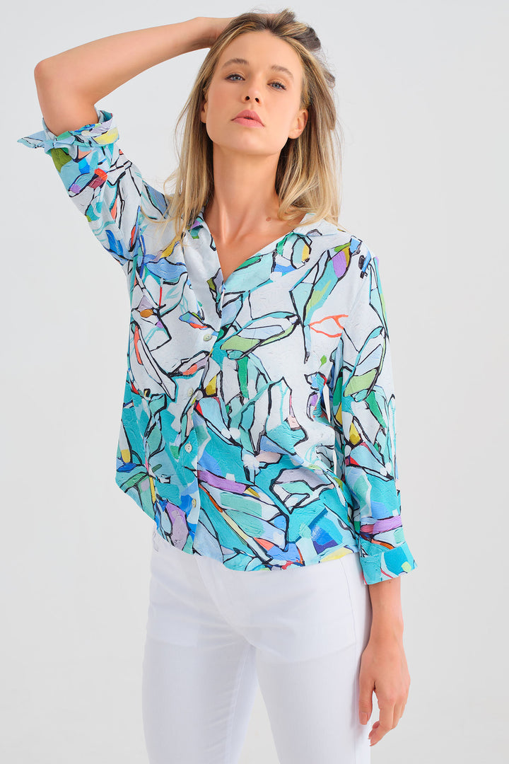 Dolcezza Shirt Half Moon Rising Print 25617 - Experience Boutique