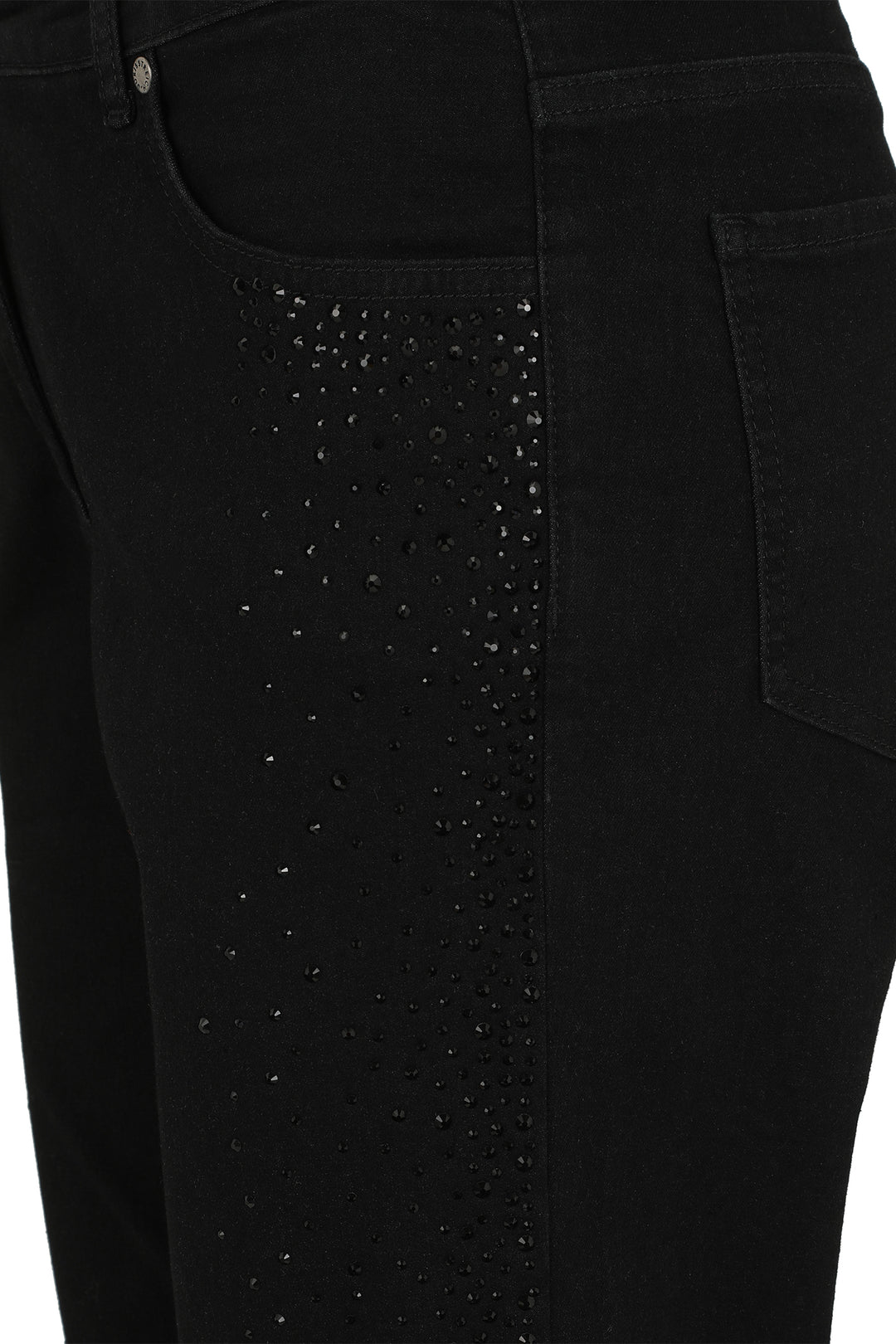 Black pants with decorative elements on a white background