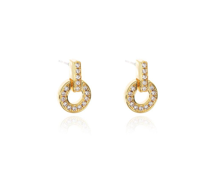 Elana Pave Gold Plated Drop Earrings