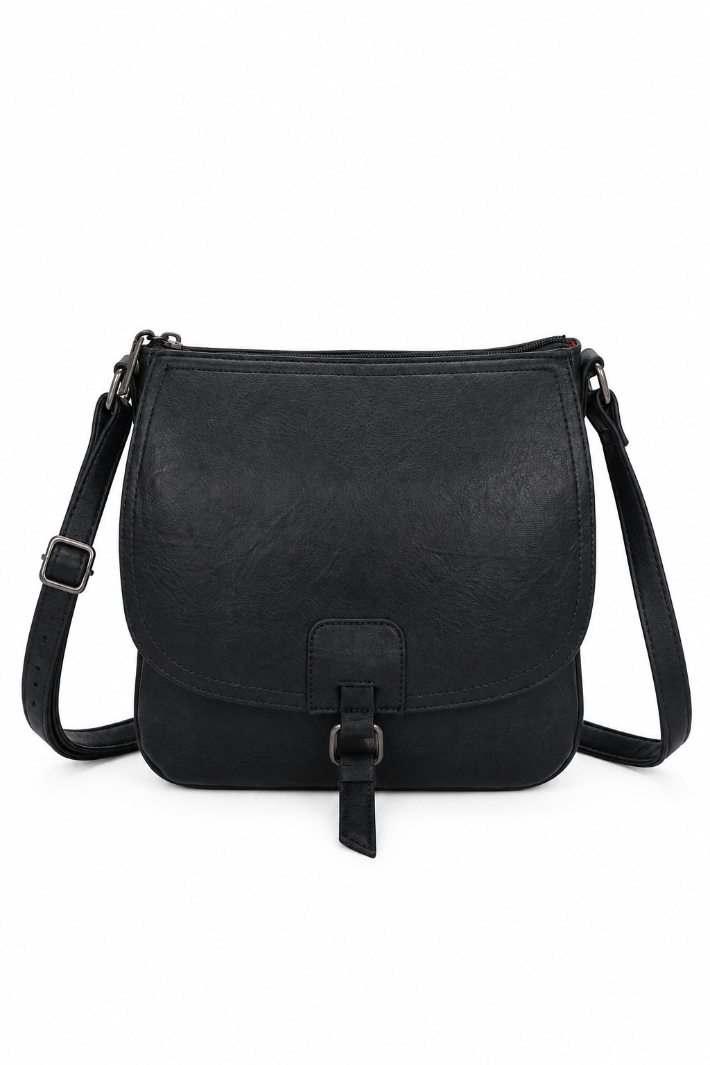 Navy Faux Leather Cross Body Bag