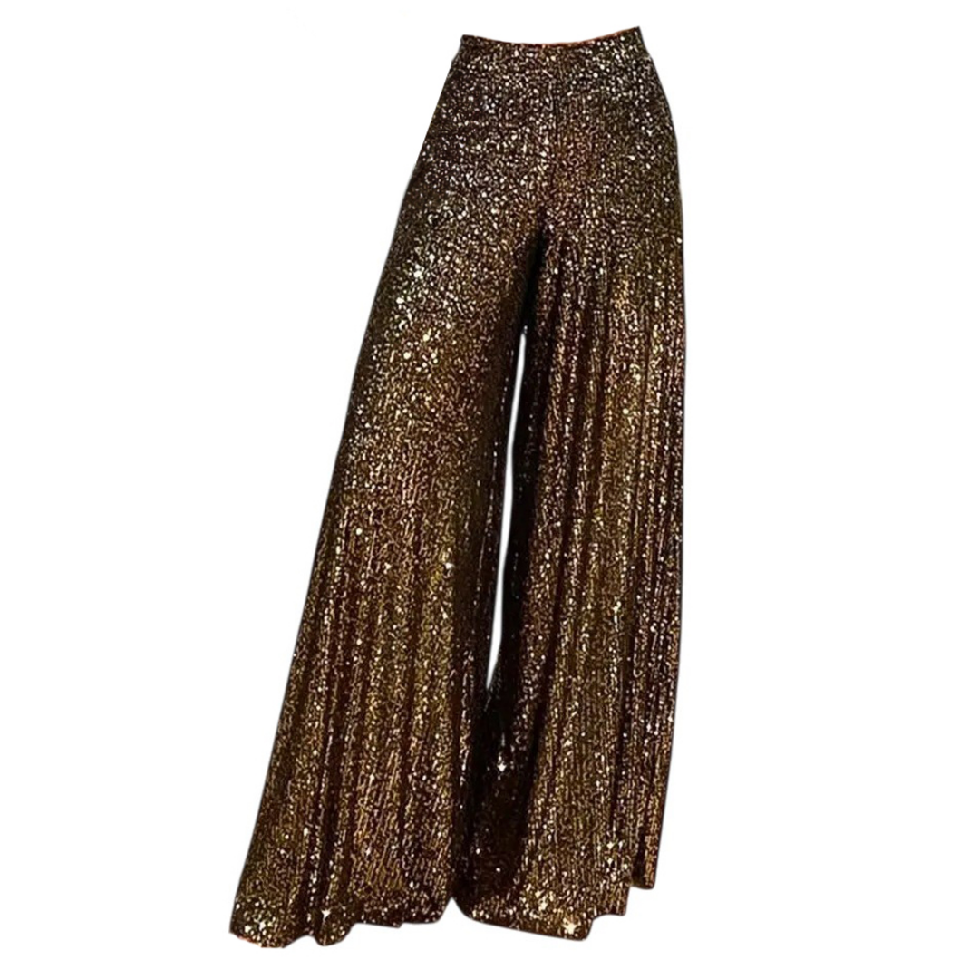 Bronze Sequin Palazzo Trousers