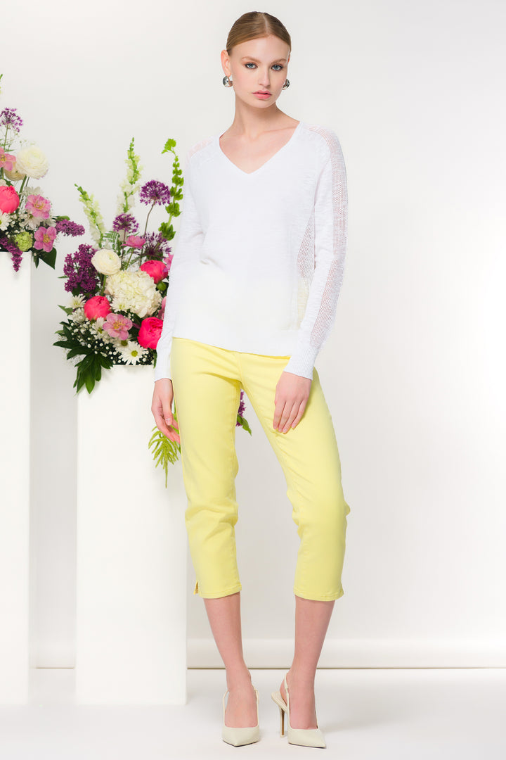 Elena Wang EW36057 White Crochet Cut Out Jumper