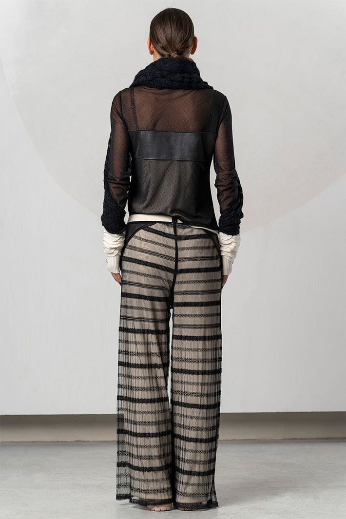 Elisa Cavaletti Black Embellished Mesh Top at Experience Boutique