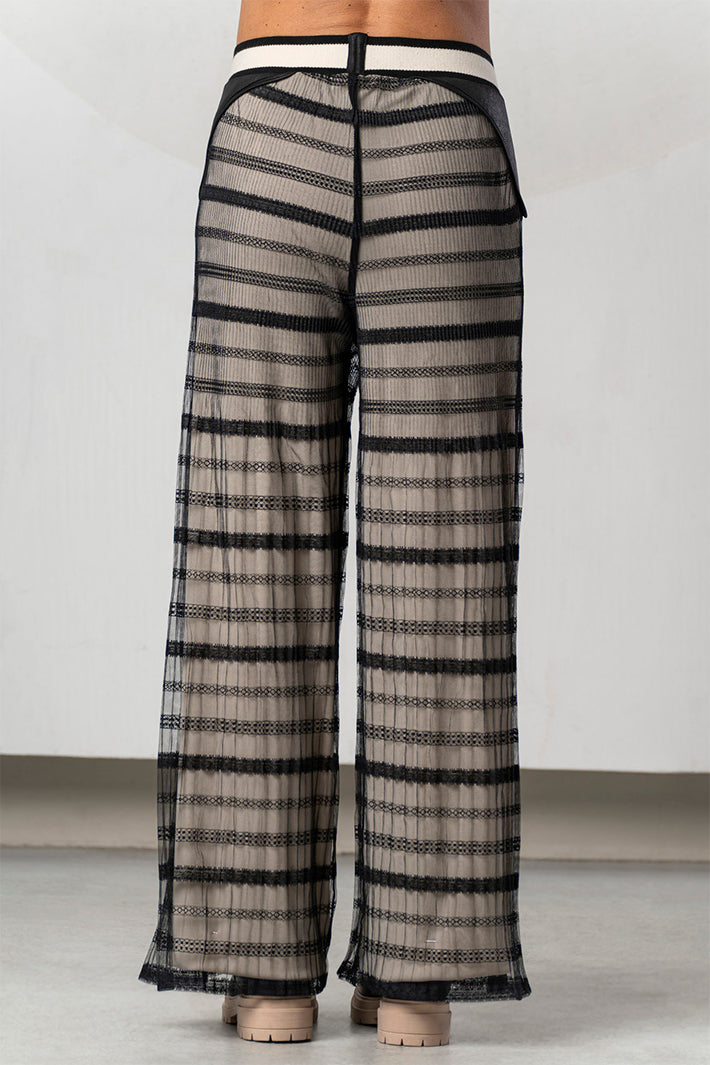 Elisa Cavaletti Black Mesh Pull-On Trousers at Experience Boutique