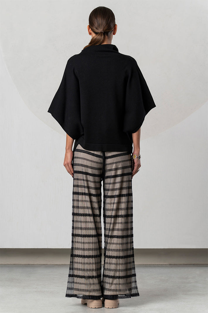 Elisa Cavaletti Black Mesh Pull-On Trousers at Experience Boutique
