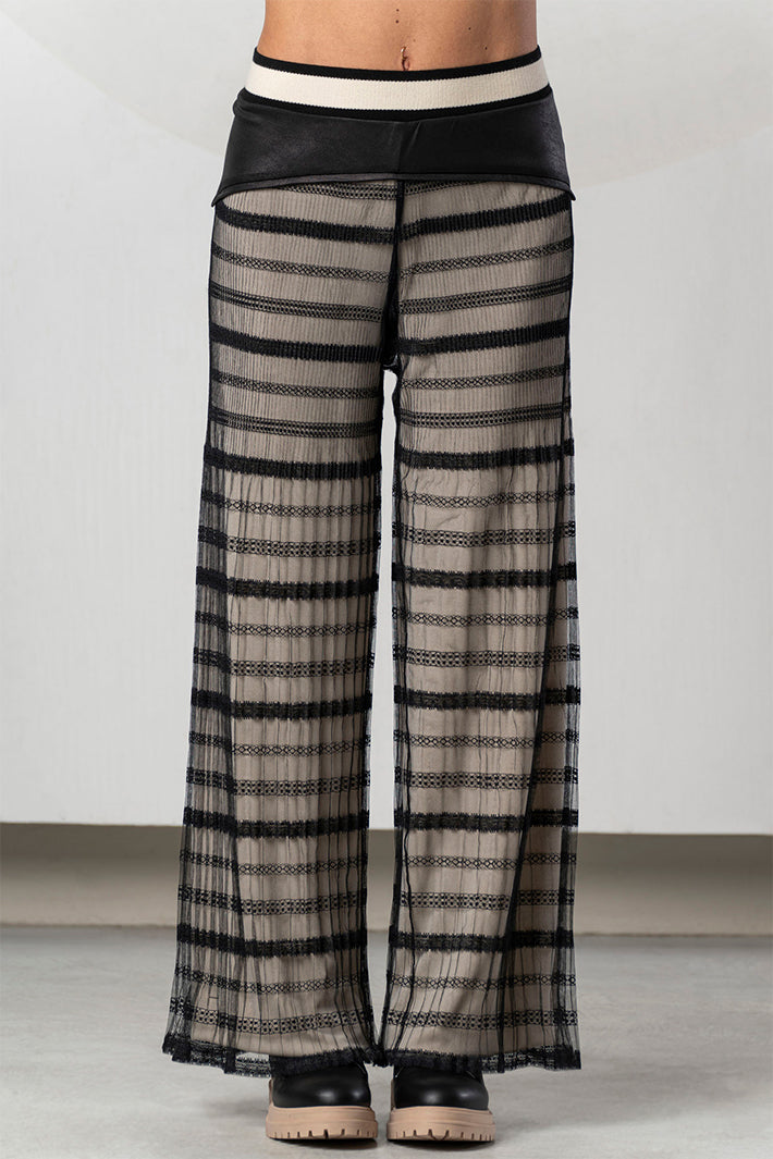 Elisa Cavaletti Black Mesh Pull-On Trousers at Experience Boutique
