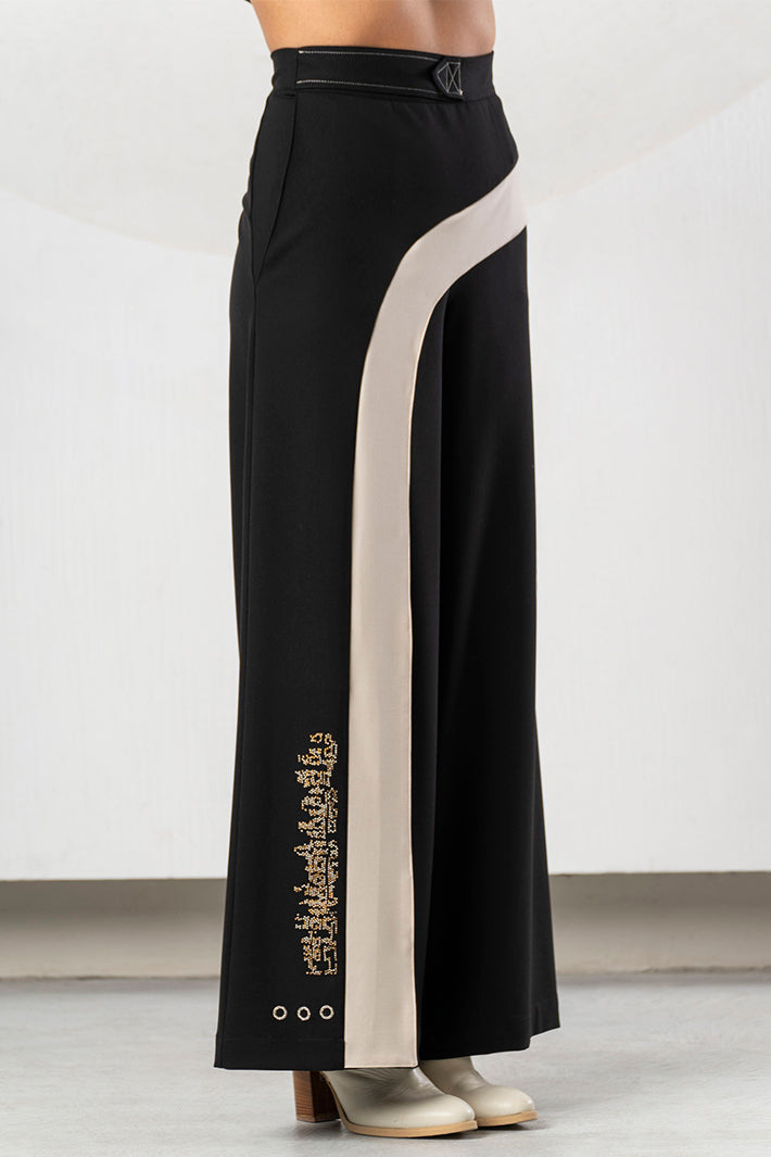 Elisa Cavaletti Black Stone Wide Leg Pull-On Trousers at Experience Boutique