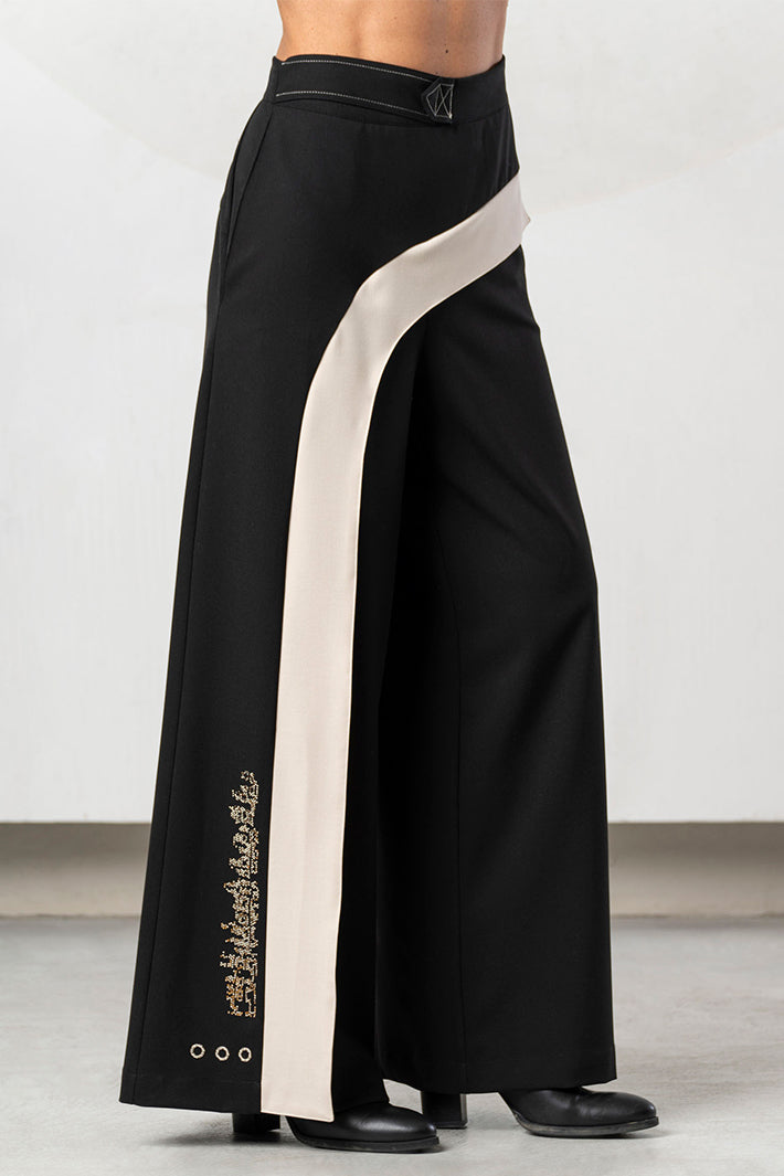 Elisa Cavaletti Black Stone Wide Leg Pull-On Trousers at Experience Boutique