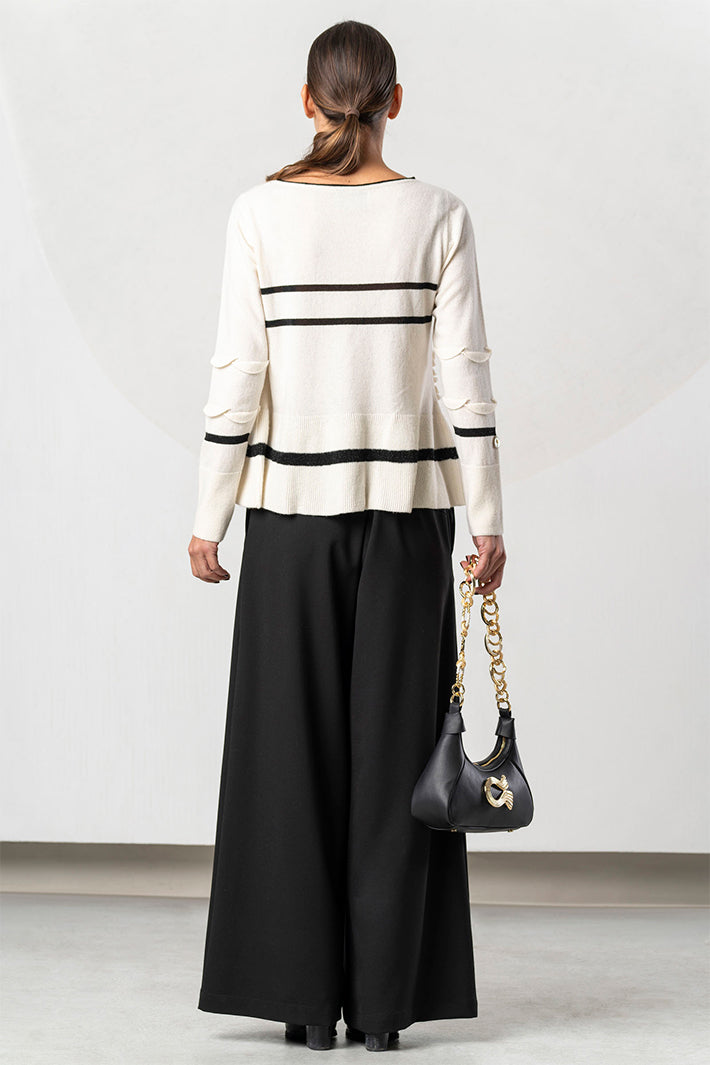 Elisa Cavaletti Black Stone Wide Leg Pull-On Trousers at Experience Boutique
