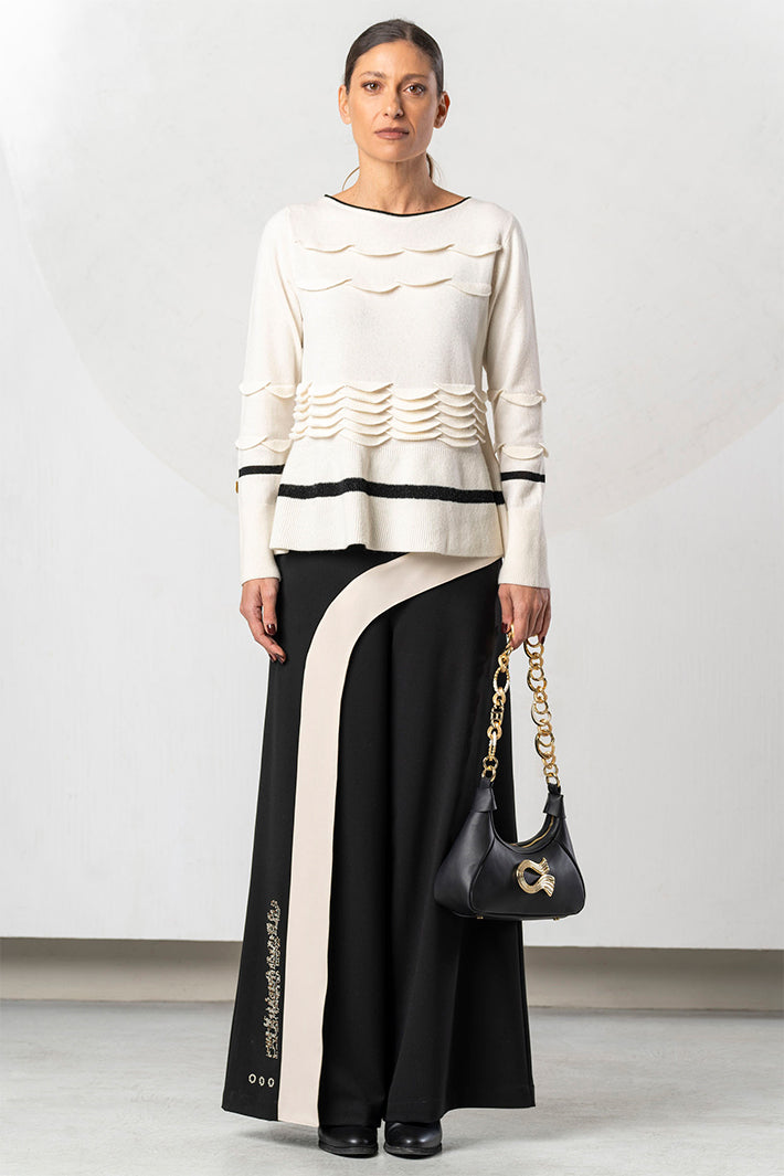 Elisa Cavaletti Black Stone Wide Leg Pull-On Trousers at Experience Boutique
