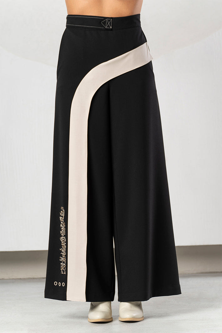 Elisa Cavaletti Black Stone Wide Leg Pull-On Trousers at Experience Boutique