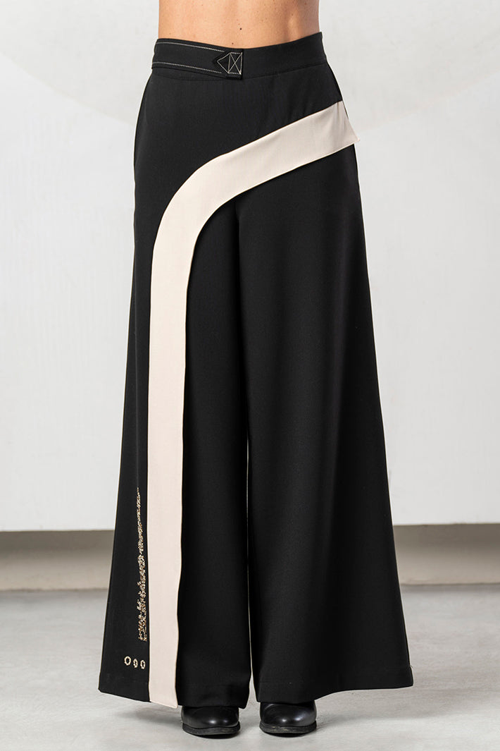 Elisa Cavaletti Black Stone Wide Leg Pull-On Trousers at Experience Boutique
