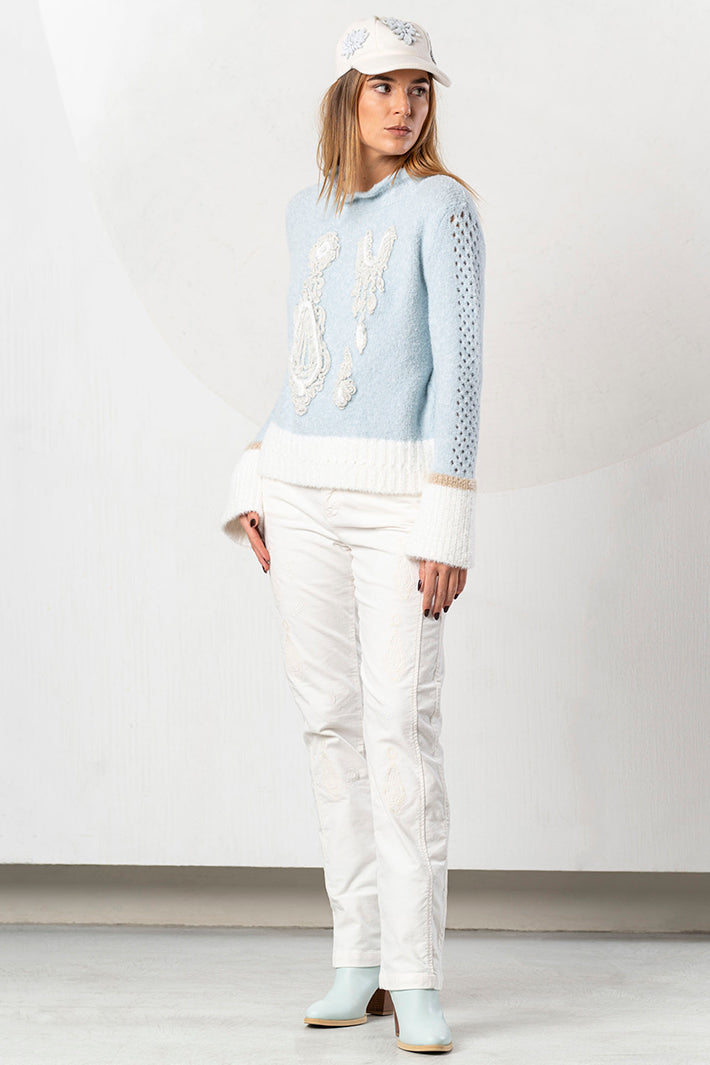 Elisa Cavaletti Blue Embroidered Jumper at Experience Boutique
