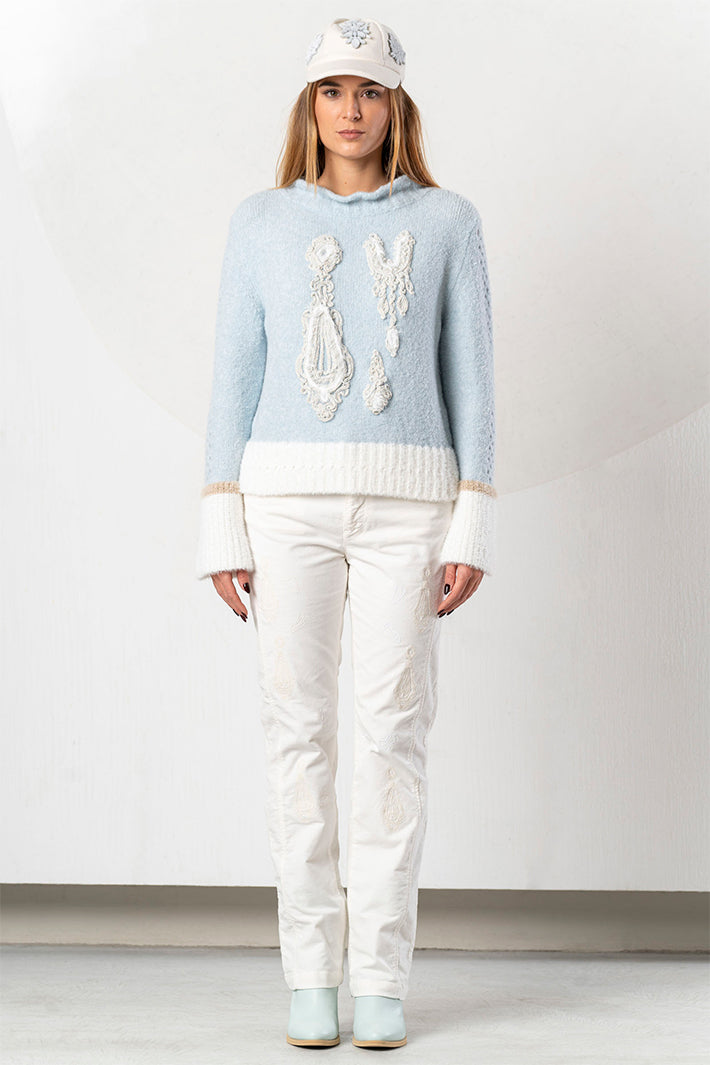 Elisa Cavaletti Blue Embroidered Jumper at Experience Boutique