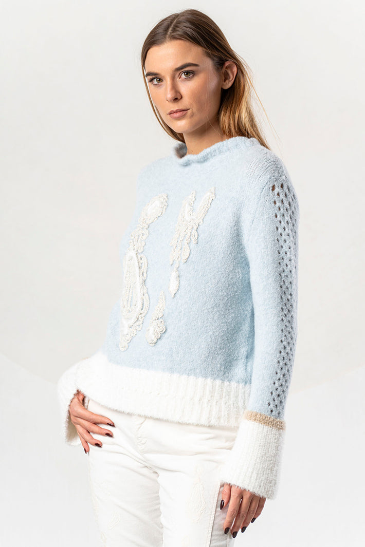 Elisa Cavaletti Blue Embroidered Jumper at Experience Boutique