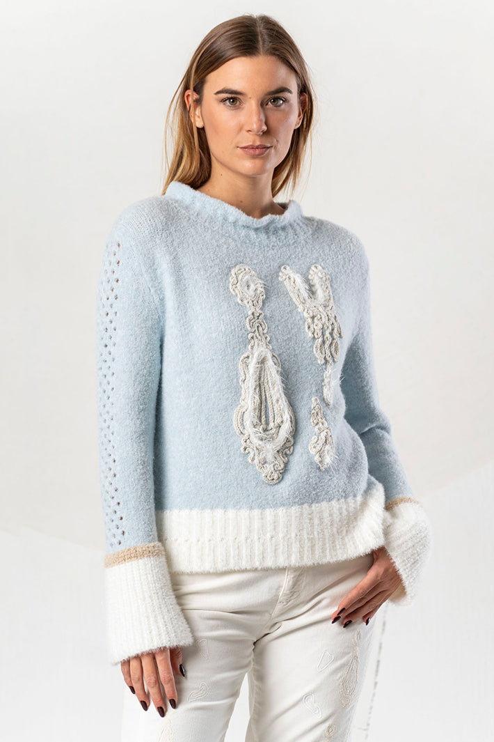 Elisa Cavaletti Blue Embroidered Jumper at Experience Boutique